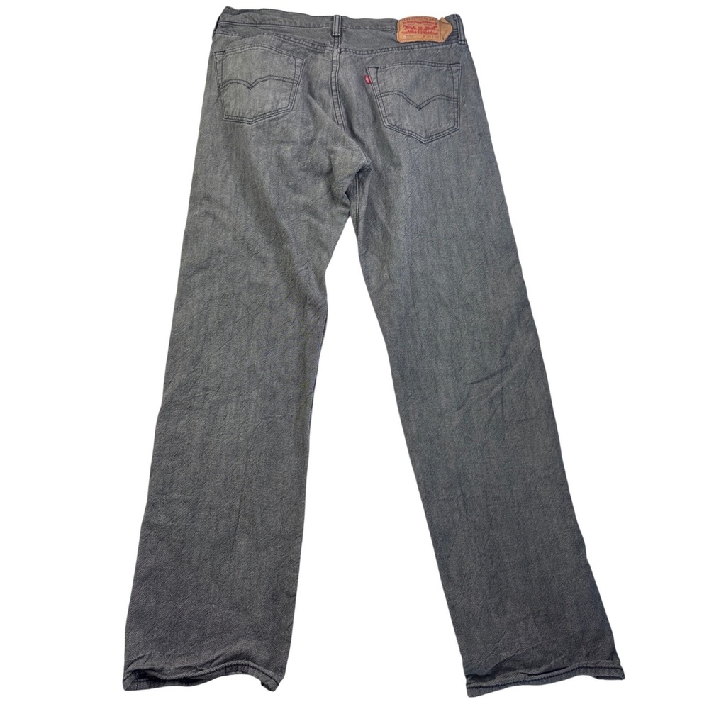 Levis 501 Original Fit Jeans Mens 36x34 Grey White Striped Denim Button Fly 1890